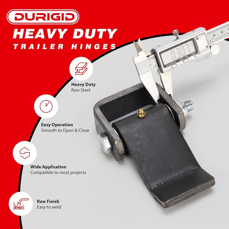 DURIGID Dump Trailer Hinges with Zerk Grease Fitting, Trailer Hinges Weld on, Trailer Door Hinges Heavy Duty Used for Trucks, Dump Trailers, BBQ Smokers, Raw Finish, 4 Pack - Image 4